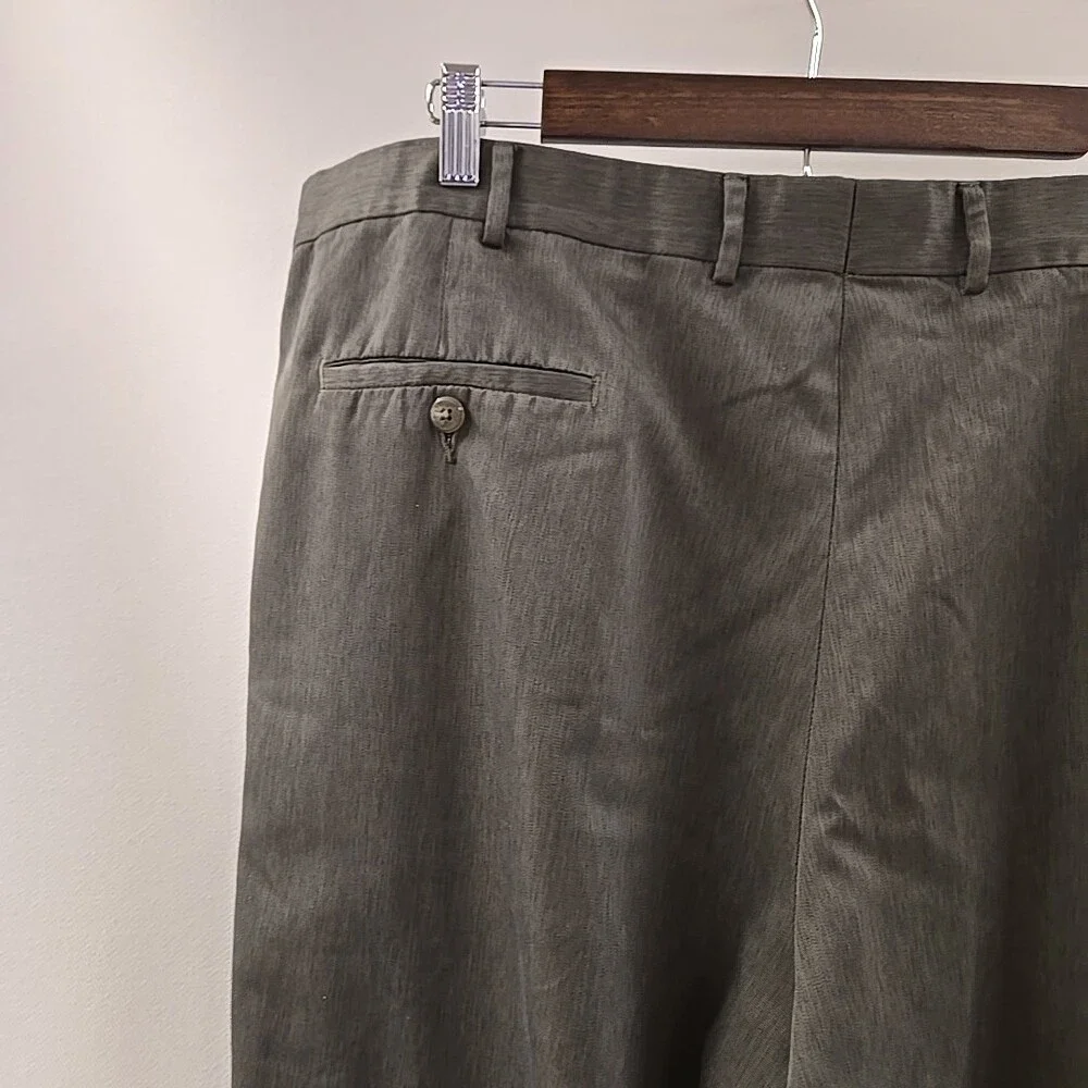 Farah Mens Tan 100% Polyester Pleated Front Dress Pants 44Wx30L